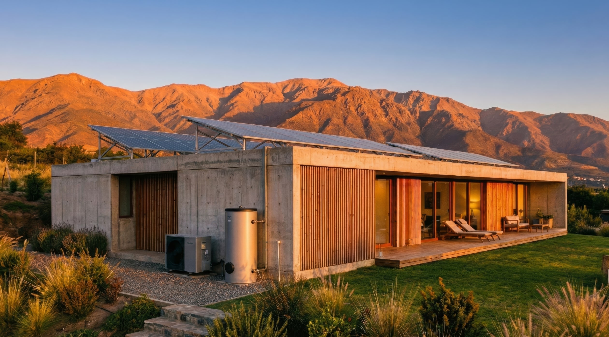Casa moderna con paneles solares